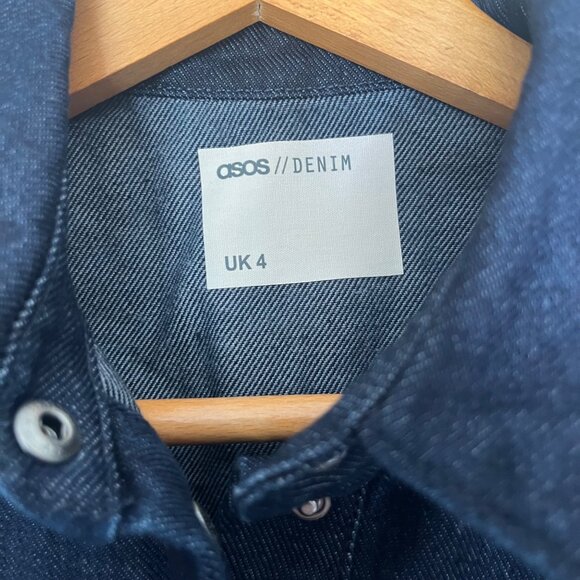 Asos Design Womens Fitted Denim Shirt Dress Size 0 Academia Western Casual - Picture 3 of 4